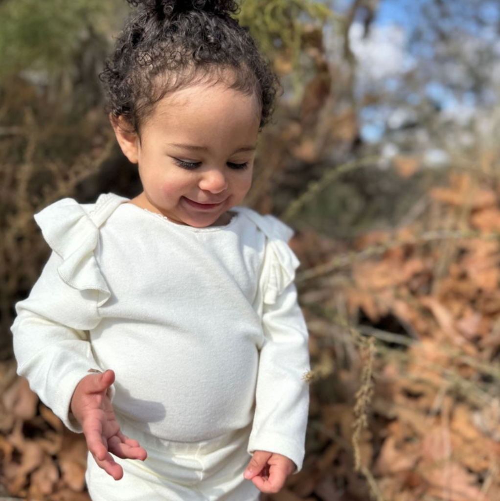 Gracie Ruffle Sleeve Onesie - Little Kinfolk Boutique | Children's Clothing Regina, SK