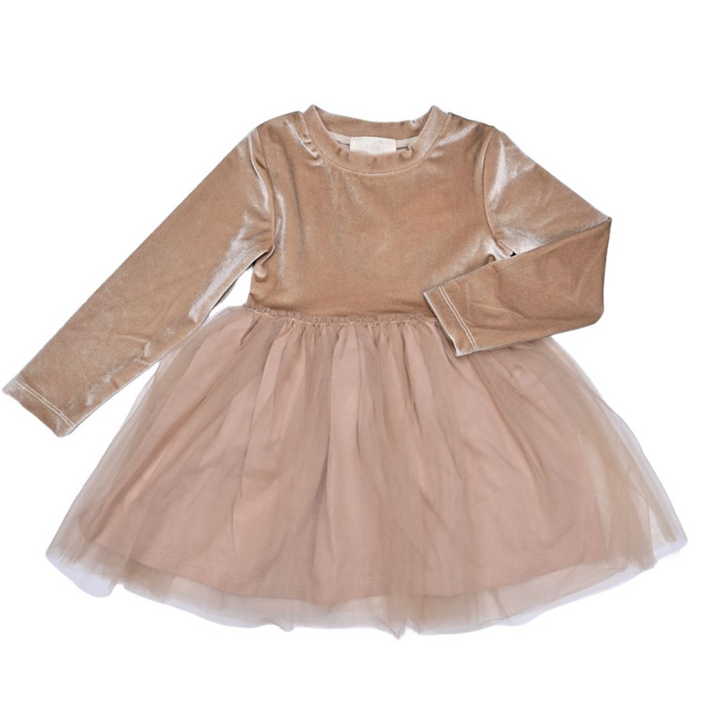Eva Rose Gold Velvet Dress - Little Kinfolk Boutique | Children's Clothing Regina, SK