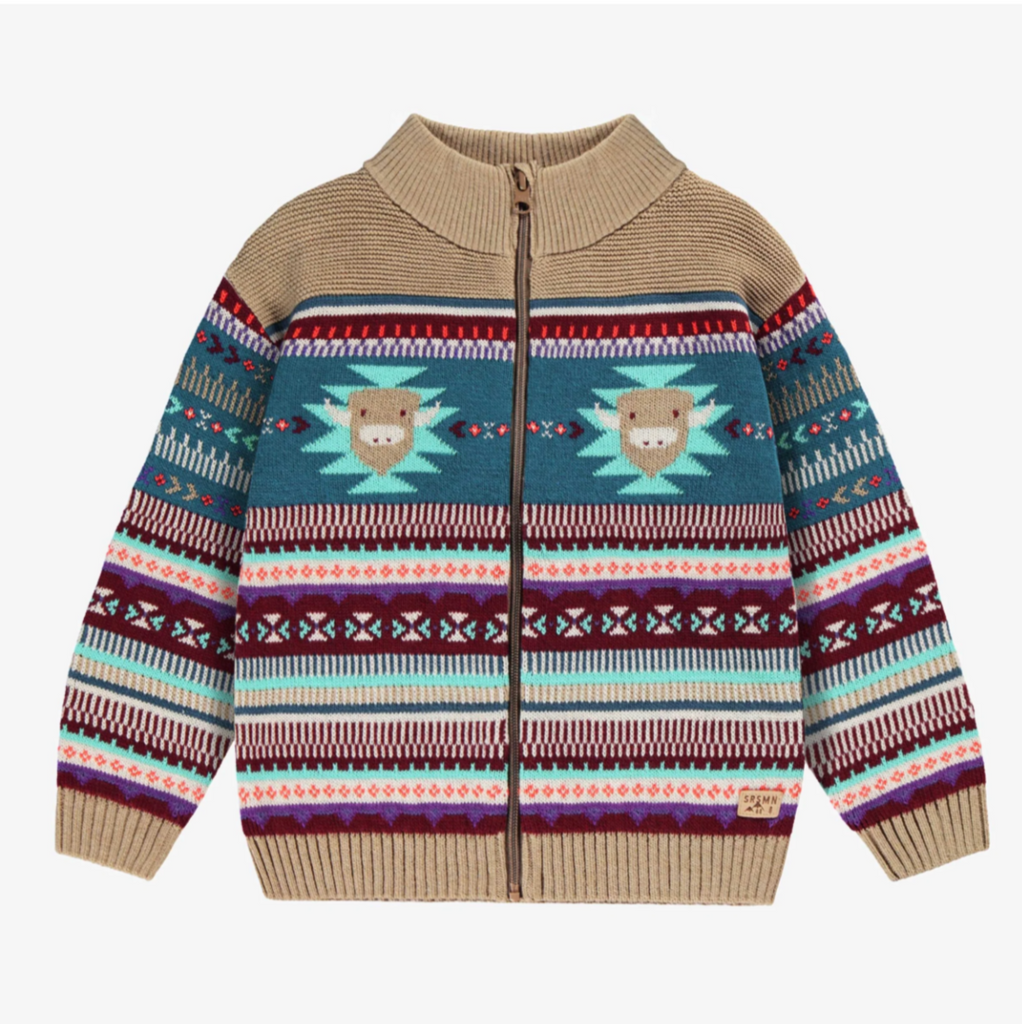 Jamison Beige Knit Western Sweater - Little Kinfolk Boutique | Children's Clothing Regina, SK