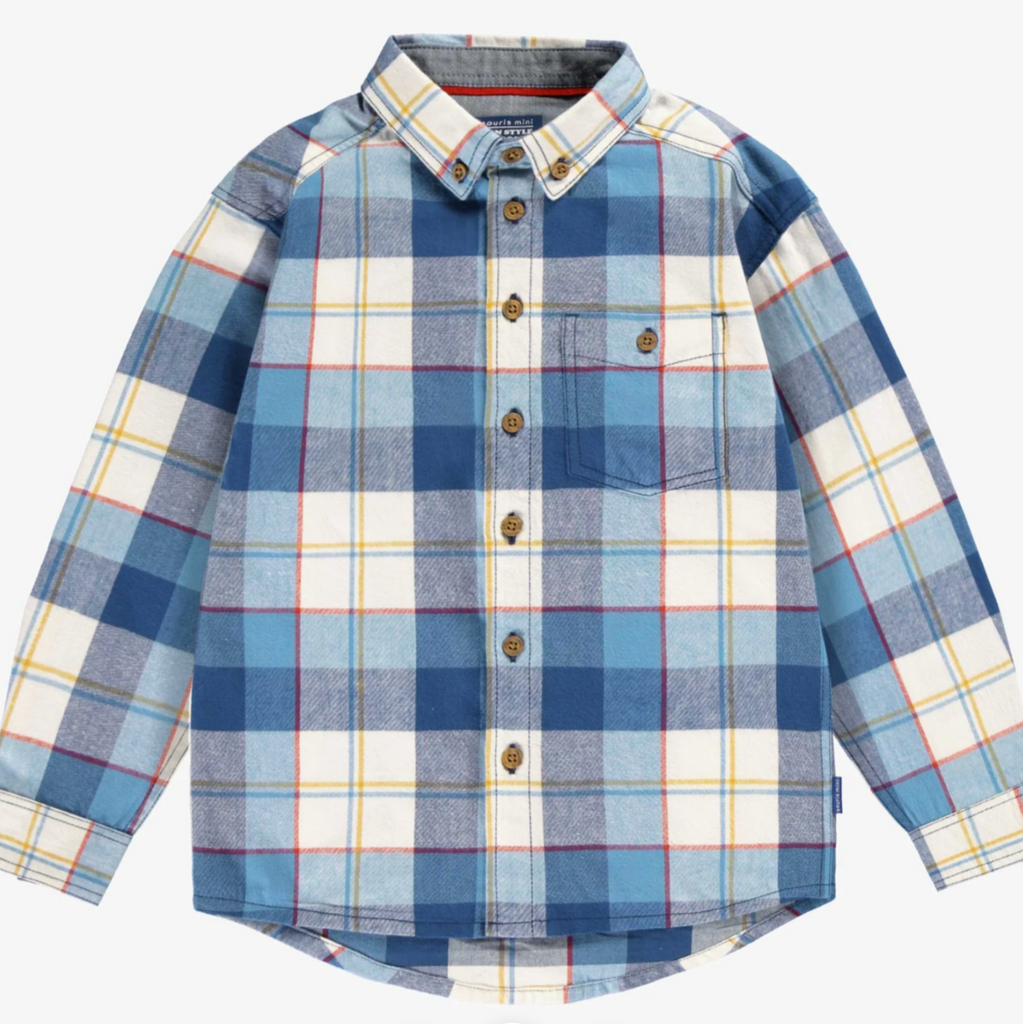 Jones Plaid Blue Shirt - Little Kinfolk Boutique | Children's Clothing Regina, SK