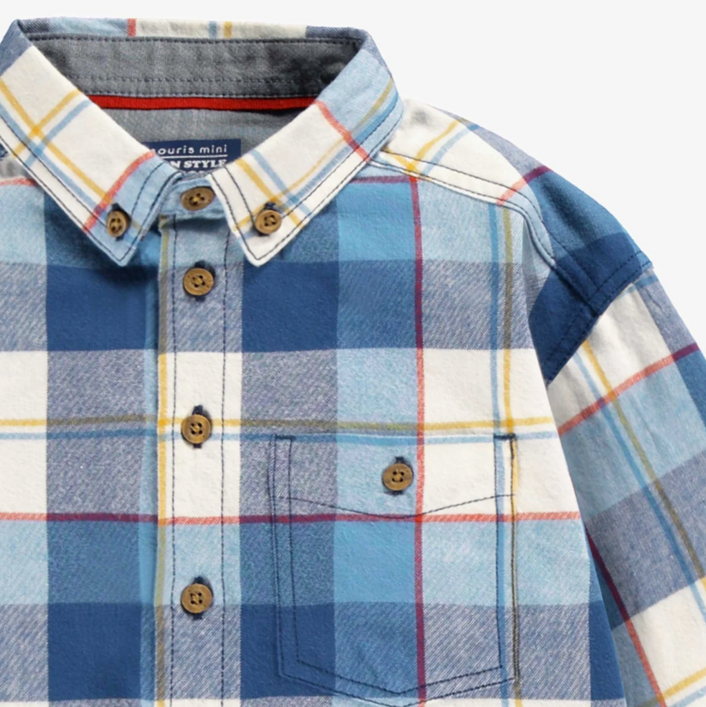 Jones Plaid Blue Shirt - Little Kinfolk Boutique | Children's Clothing Regina, SK