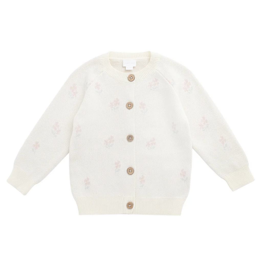Meadow Cardigan in Larissa Egret - Little Kinfolk Boutique | Children's Clothing Regina, SK