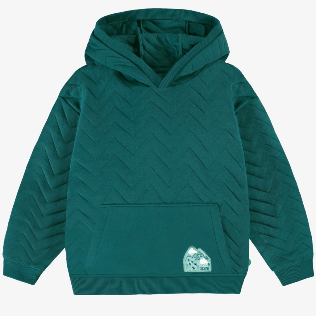 Teddy Teal Quilted Jersey Hooded Sweatshirt - Little Kinfolk Boutique | Children's Clothing Regina, SK