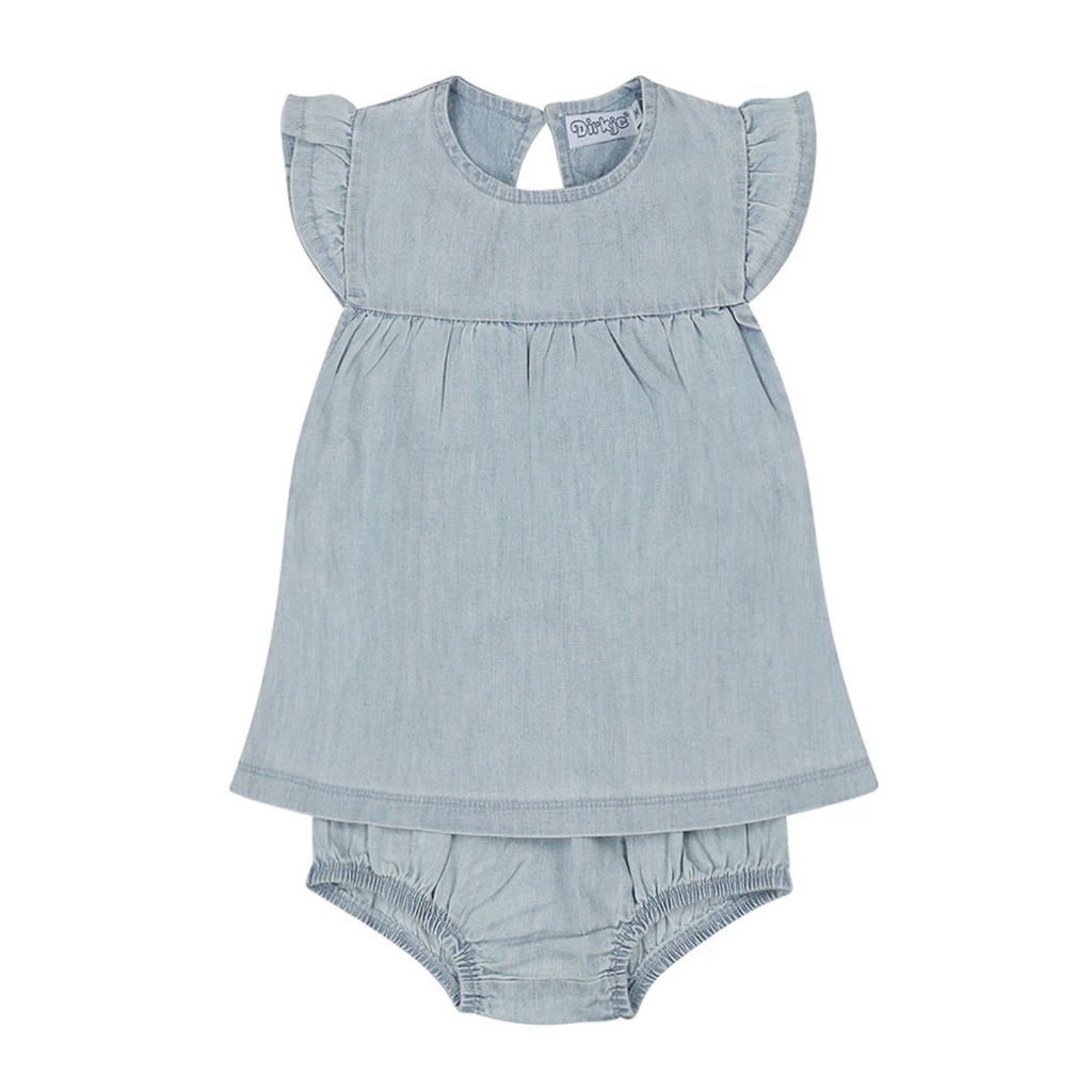 Danica Lite Denim Dress w bloomers - Little Kinfolk Boutique | Children's Clothing Regina, SK