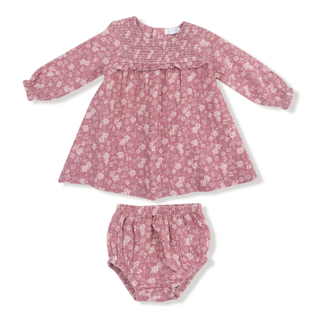 Bandana Floral Smocked Ruffle Dress w/ Diaper Cover - Little Kinfolk Boutique | Children's Clothing Regina, SK