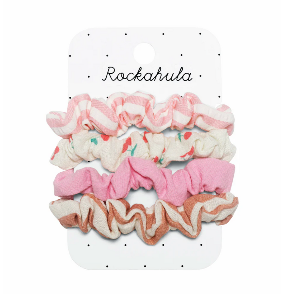 Cherry Striped 4 Pack Scrunchie Set - Little Kinfolk Boutique | Children's Clothing Regina, SK
