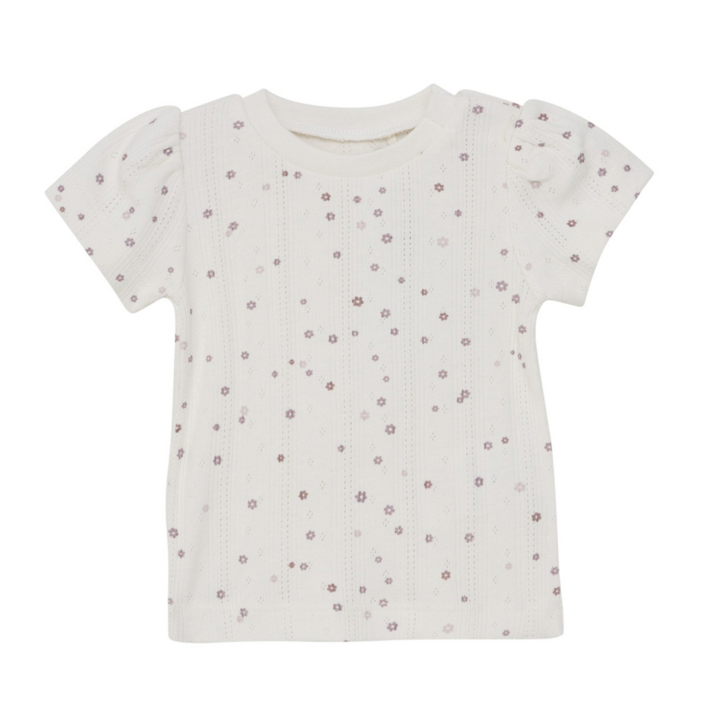 Pepper Pointelle Short Sleeve Floral Top - Little Kinfolk Boutique | Children's Clothing Regina, SK