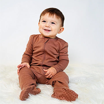 Beaver Brown Footed Sleeper - Little Kinfolk Boutique | Children's Clothing Regina, SK