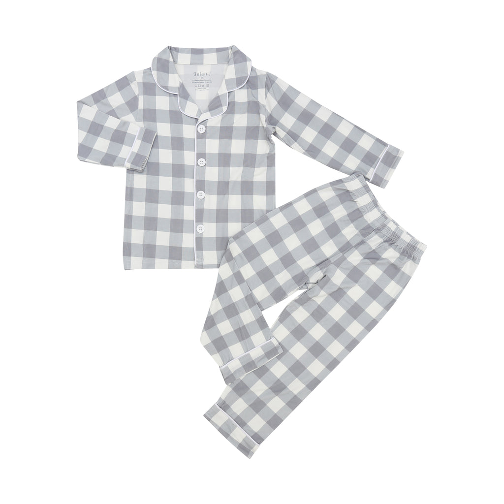 Denim Plaid Kids Classic L/S PJ Set - Little Kinfolk Boutique | Children's Clothing Regina, SK