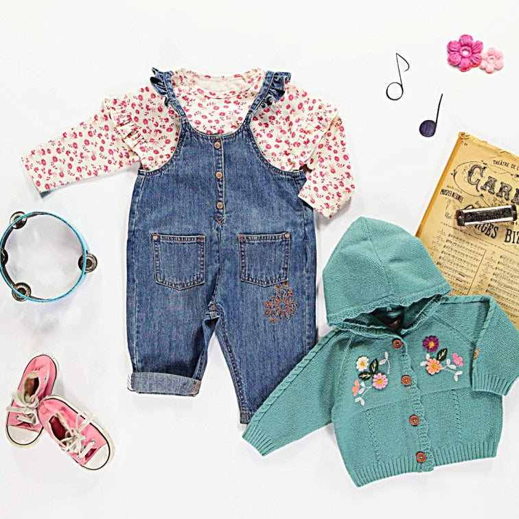 Ella Ruffled Dungarees - Little Kinfolk Boutique | Children's Clothing Regina, SK