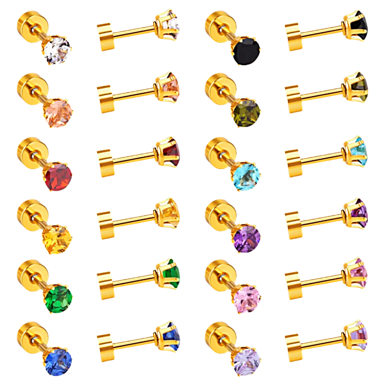 14K Gold Gem Studs - Little Kinfolk Boutique | Children's Clothing Regina, SK