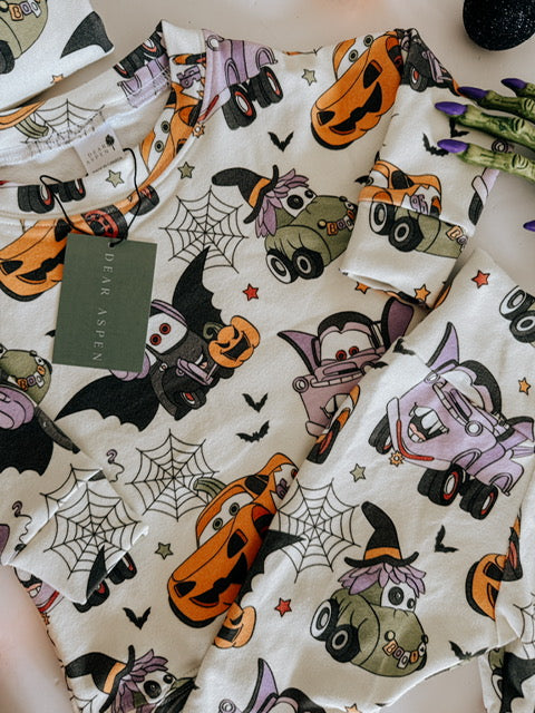 Spooky Cars Crewneck - Little Kinfolk Boutique | Children's Clothing Regina, SK