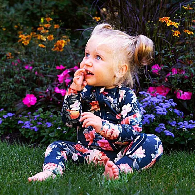 Midnight Blossom Sleeper - Little Kinfolk Boutique | Children's Clothing Regina, SK