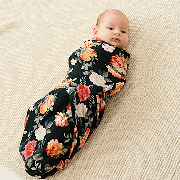 Midnight Blossom Swaddle Blanket - Little Kinfolk Boutique | Children's Clothing Regina, SK