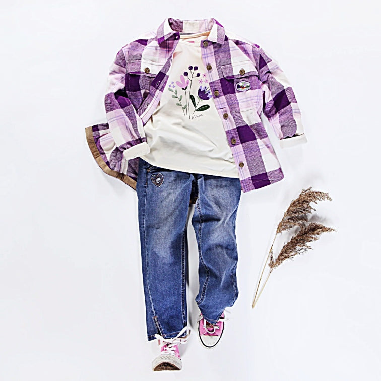 Perfect Purple Plaid Flannel Shirt - Little Kinfolk Boutique | Children's Clothing Regina, SK