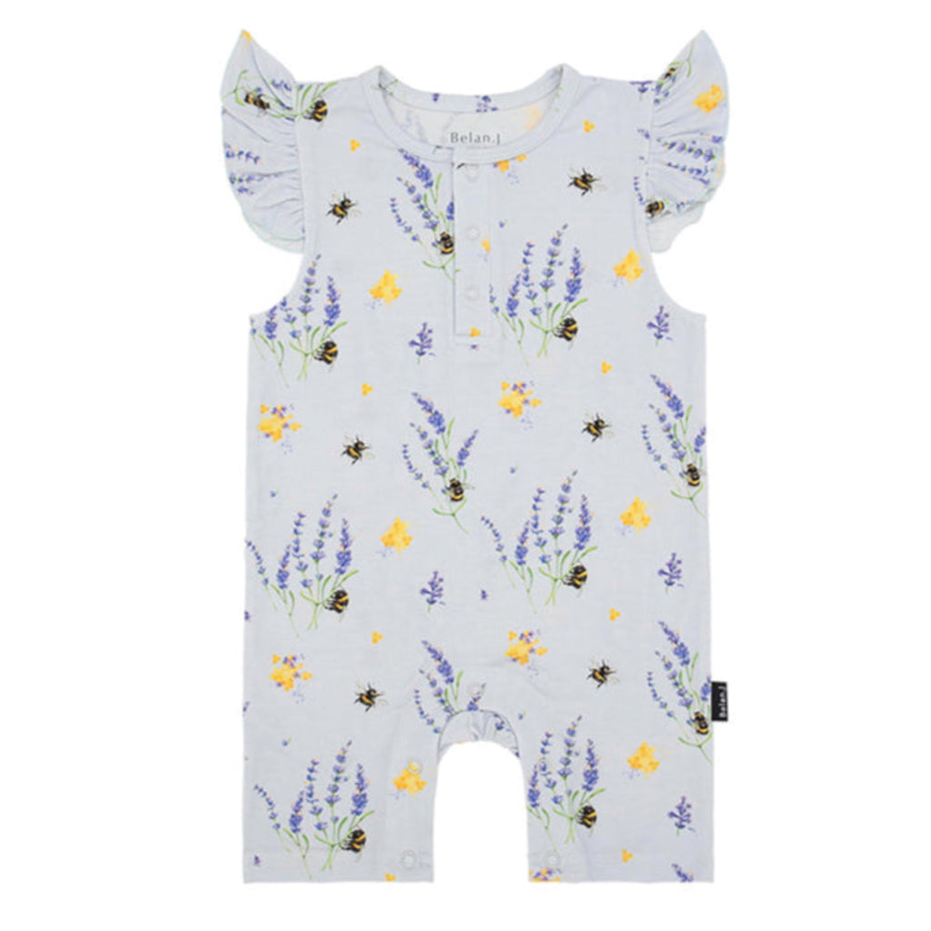 Sweet B Ruffle Shortall Romper - Little Kinfolk Boutique | Children's Clothing Regina, SK